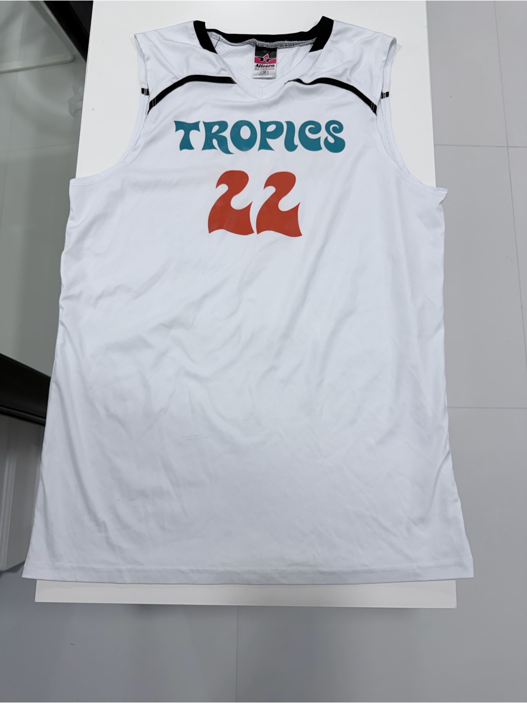 Tropics #22 Basketball Jersey Adult Large White Retro Miami